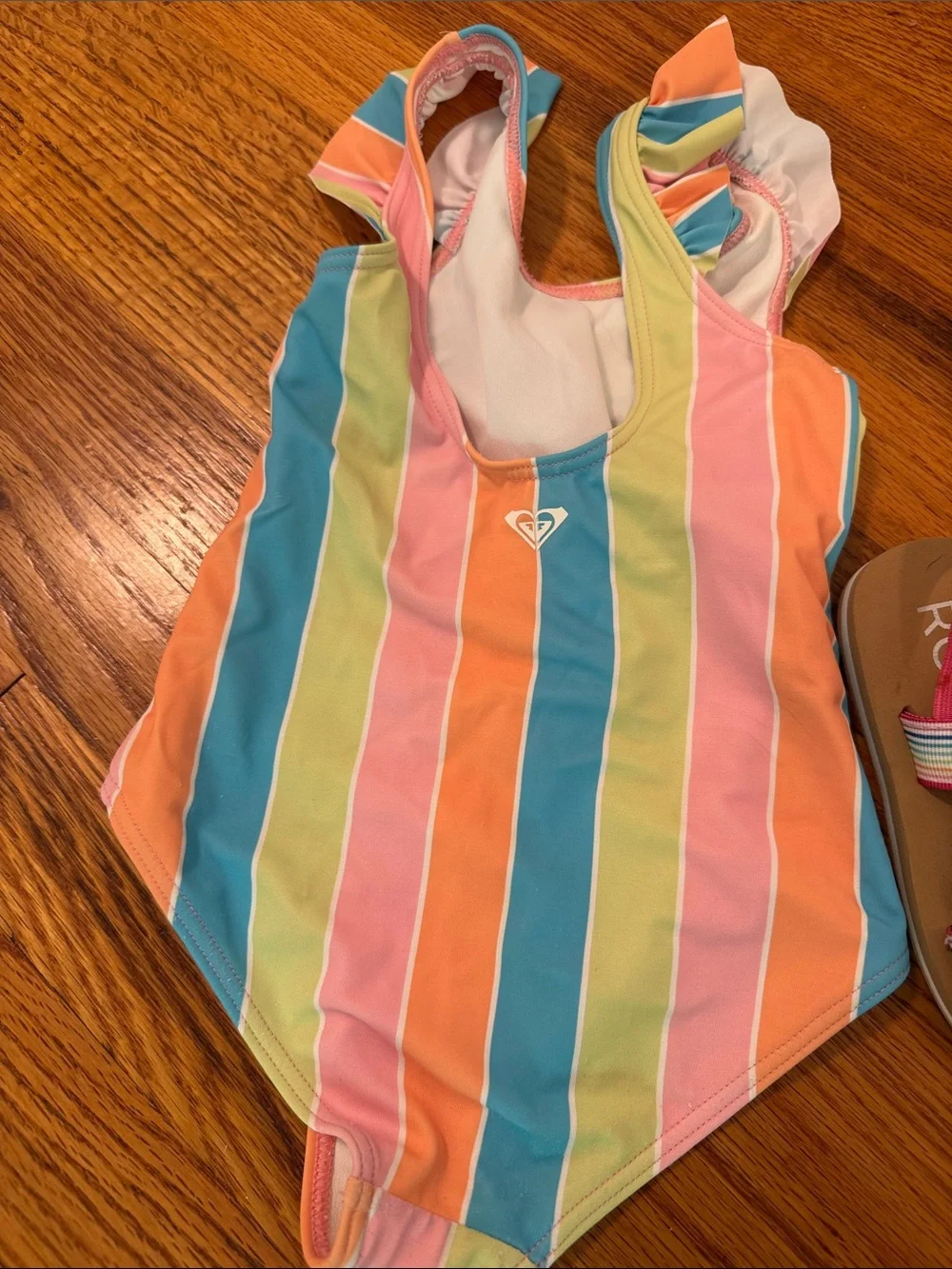 Roxy Girls Multi-Color Stripe One-Piece Swimsuit